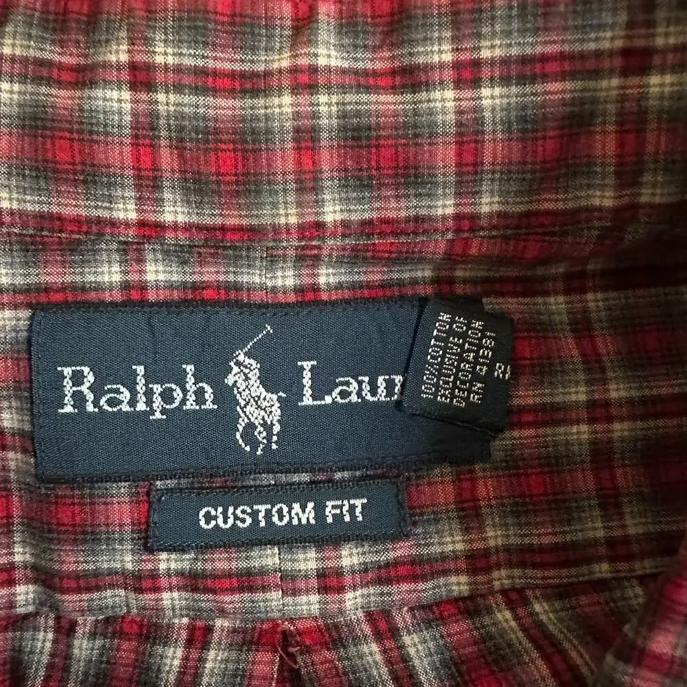 Ralph Lauren Button Up Shirt Long Sleeve Red Plaid Winter Classic Preppy Large